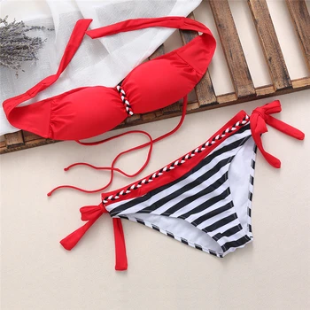 

Sexy Bikini Women Swimsuit Swimwear Push Up Plaid Bathing Suit Summer Beachwear 23GE