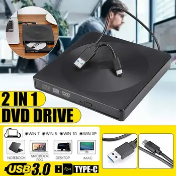 

External Type-C USB 3.0 DVD Drive Optical Drive CD ROM Burner DVD Reader Writer CD DVD RW Optical Drive for Laptop Windows PC