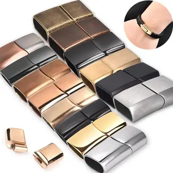 

2pcs Stainless Steel Magnetic Clasps fit 12*6 mm Flat Leather Cord DIY Leather Bracelet Connector Buckle Jewelry Making Findings