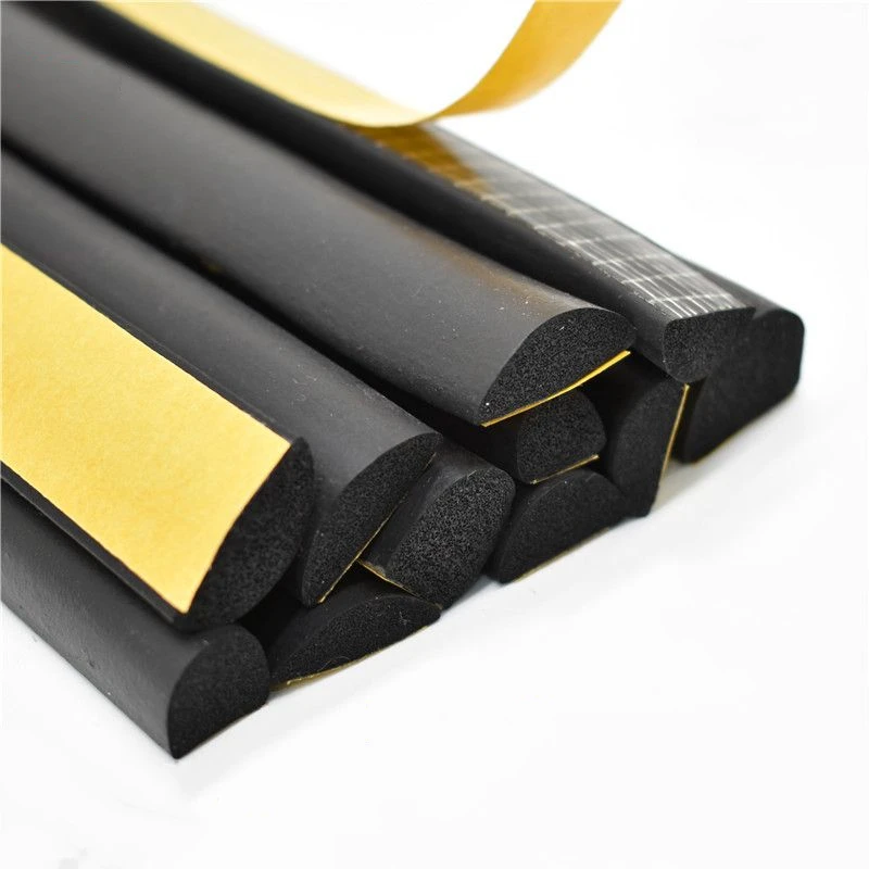 Auto-adesivo Epdm Borracha Espuma Selo Tira Meia Rodada d Isolamento Bar Strip mm 38 mm Grosso Preto
