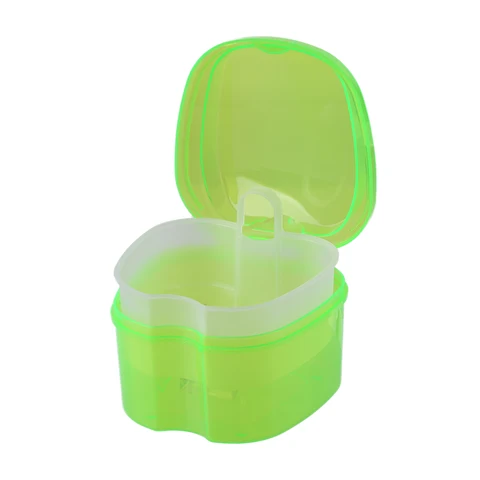 Denture Care Bath Box Cleaning False Teeth Nursing with Hanging Net Container Cleaning False Teeth Bath Case
