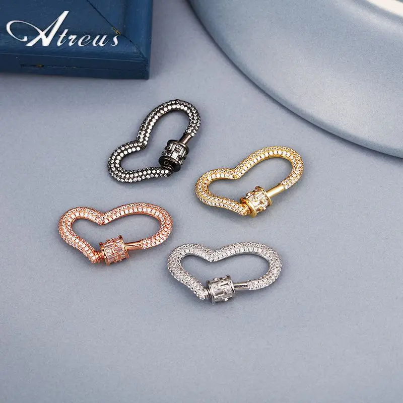 

Heart Copper Micro Pave Zirconia Accessories Buckles Clasps Hooks for Jewelry Bracelet Making Diy Jewelry Findings Wholesale