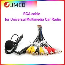 Jmcq rádio do carro universal rca 10 em 1 saída cabo de fio com microfone saída de vídeo/entrada áudio subwoofer