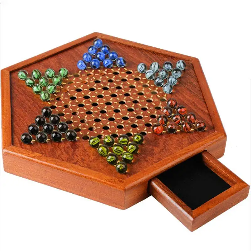 Wooden High-Grade Hexagonal Checkers Family Board Games For Adults Children Intelligence Kids Birthday Entertainment Gift