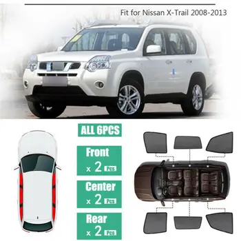 

Fit For Nissan X-Trail T31 2008-2013 6Pcs Windows Sunshade UV Protection Mesh Block Visor