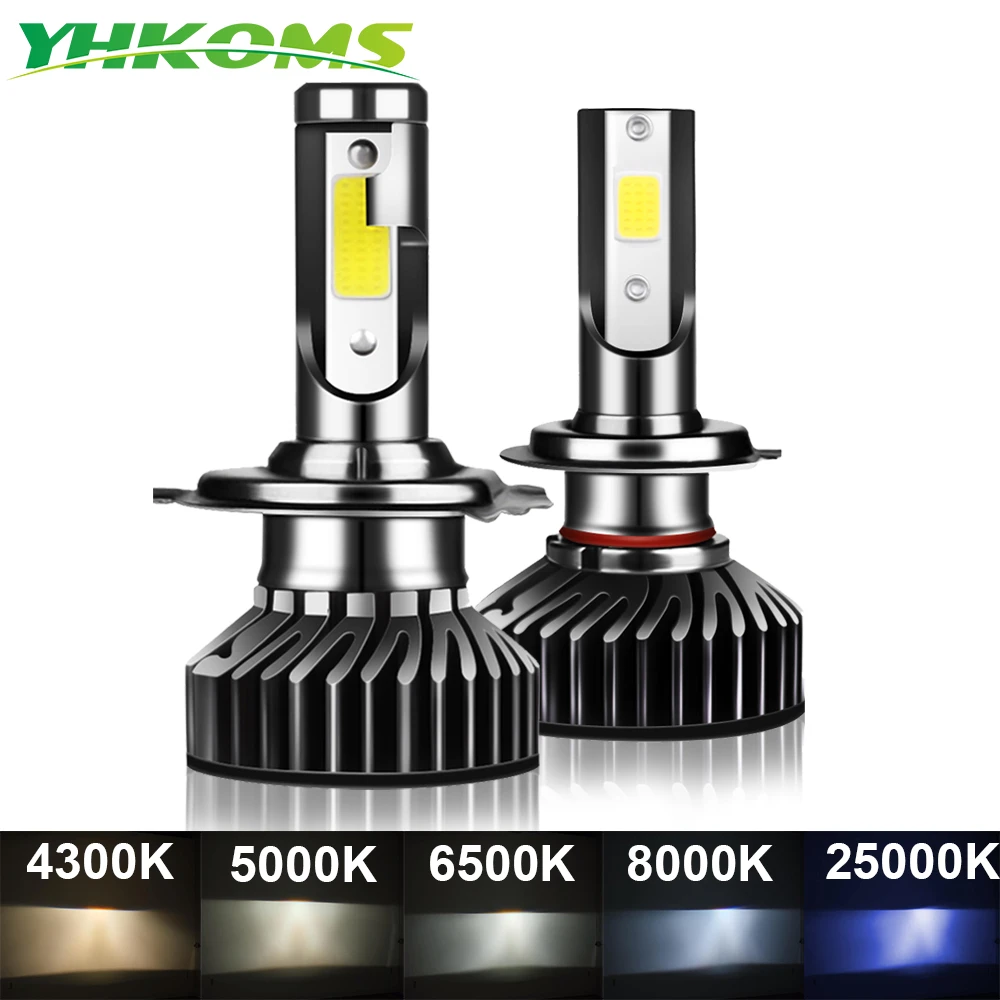 yhkoms 80w 14000lm araba far h4 h7 h1 led h8 h9 h11 4300k 5000k 6500k 8000k 25000k otomatik sis lambasi 80w 16000lm 12v led ampul car headlight bulbs led aliexpress