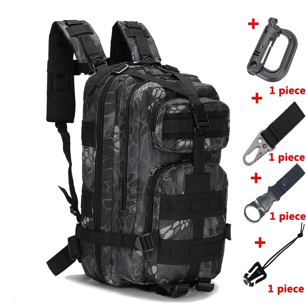 Уличный спортивный военный тактический рюкзак, рюкзак для альпинизма, кемпинга, пешего туризма, походный рюкзак, дорожная сумка - Цвет: bag and hooks