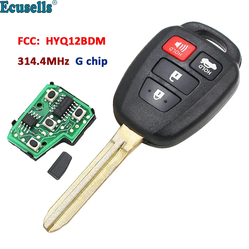 4 кнопки дистанционного ключа Fob 314,4 МГц с G чип для Toyota Camry 2012- FCC, аддитивного цветового пространства(ID: HYQ12BDM UNCUT TOY43 лезвие