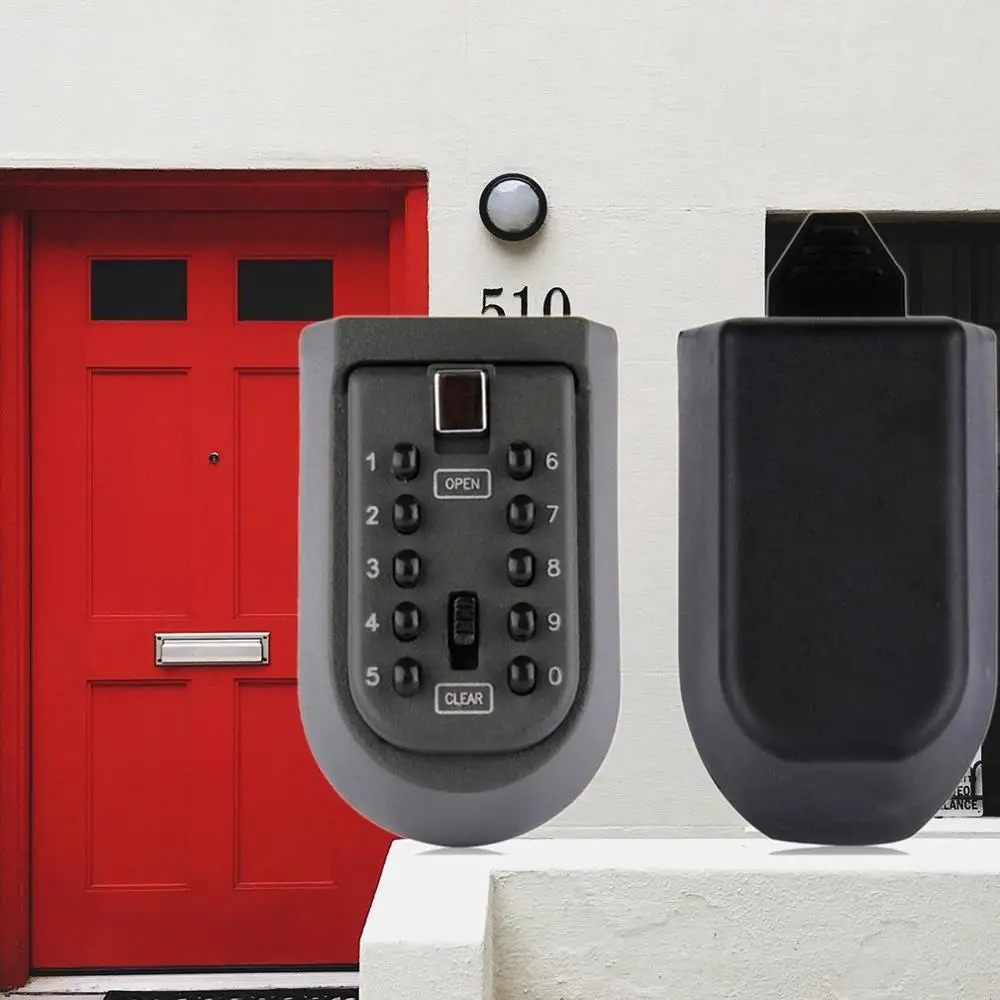 Cerradura de código de llave colgante de pared, engrosamiento, caja de hierro, montaje en pared exterior, caja de seguridad de llave colgante de pared, bloqueo de código
