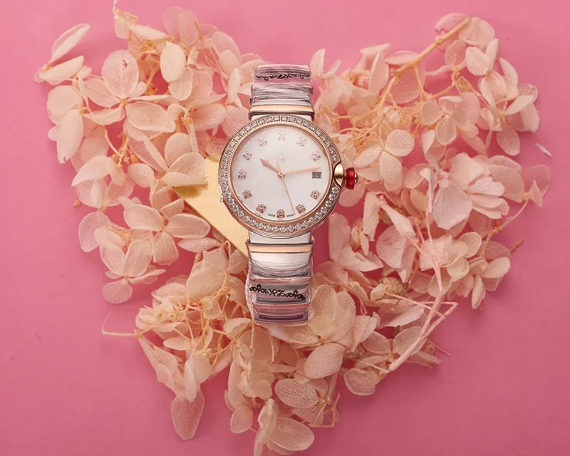 

women Fashion Luxury Watch Mother of Pearl Dial quartz Watch Snake Strap Rose Gold Color Stainless Steel waistwatch famous brand