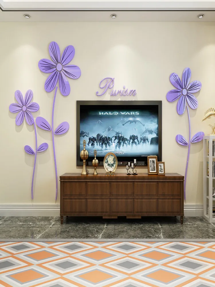 Наклейки шесть лепестков цветок Кристалл 3d акриловое зеркало настенные наклейки