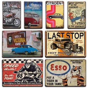 

Historic Route 66 Metal Metal Wall Art Tin Sign Gift Vintage Car Bus Poster Signs Chic Motel Garage Living Room Home Decoration