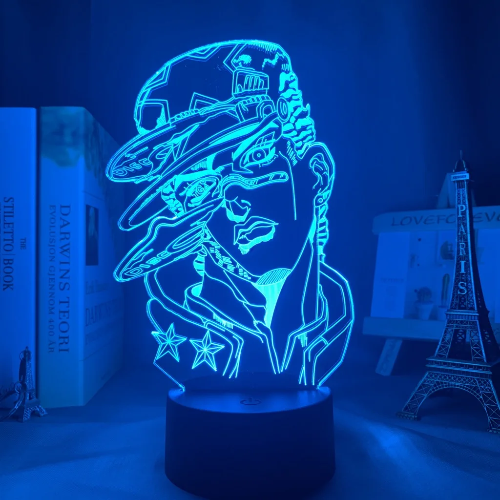 Lampada 3D Anime Jojo Bizarre Adventure For Bedroom Decor Light Regalo Di Compleanno Manga Jojo Figure Led Night Light Jotaro Kujo