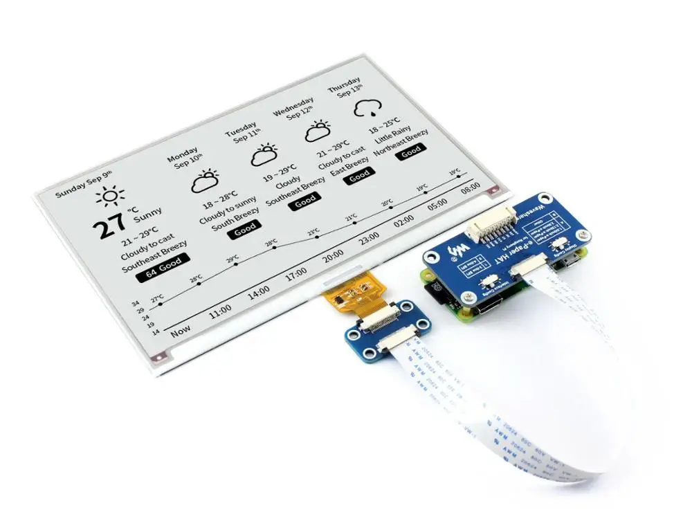 7,5 дюймов e-paper HAT 640x384, 7,5 дюймов E-Ink дисплей HAT для Raspberry Pi, поддерживает Raspberry Pi, Arduino, STM32 и т. Д