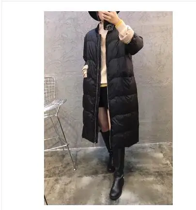 black Пуховик 90% брендовые длинные пальто для девушек, платье для худеньких девушек вниз куртка Для женщин теплая куртка с капюшоном куртка MS Лидер продаж Пальто для девочек - Цвет: black