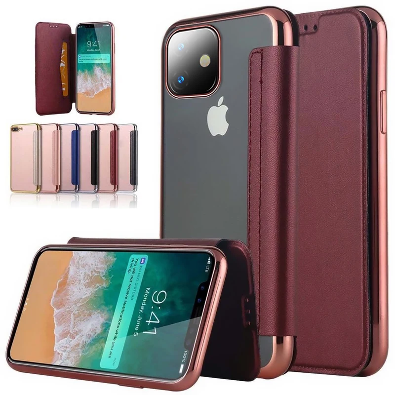 Модный тонкий Чехол книжка с гальваническим покрытием для iPhone X 10 XR XS Max 6 6S 7 8 Plus 11