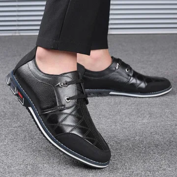 Кожаные мужские повседневные туфли; Новинка года; мужские лоферы; мокасины; дышащие черные туфли для вождения на шнуровке; большие размеры 38-48; DD336 - Цвет: black