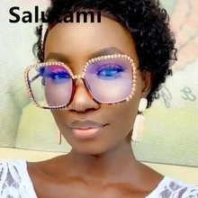 Леопардовая оправа с кристаллами, квадратные очки, оправа для женщин, уникальные сексуальные крутые прозрачные линзы, очки для девушек, винтажные большие черные оттенки