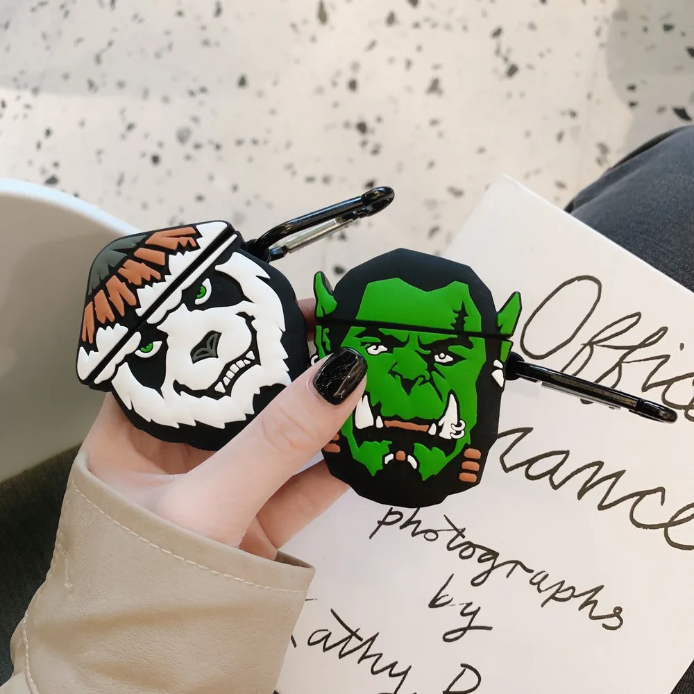 Для apple Bluetooth Гарнитура 3D Wow Orcs и Pandaren чехол для наушников для airPods 1 2 мягкий силиконовый защитный чехол с крючком