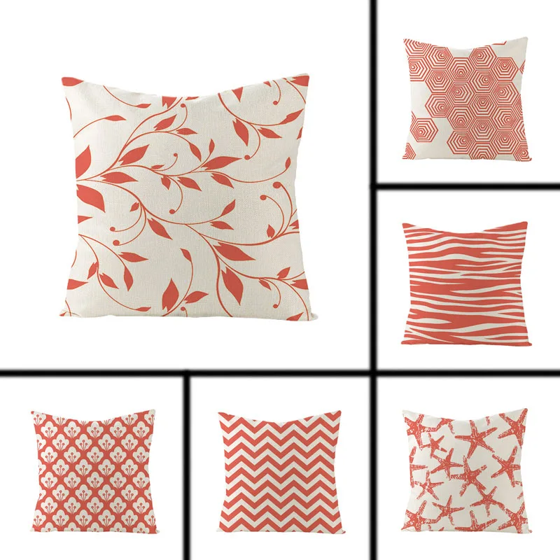 

mling 1pcs 45x45cm Modern Minimalist Live Coral Decorative Pillow Flax Sofa Cushion Waist Pillow Cover Decorative Cushion Cover