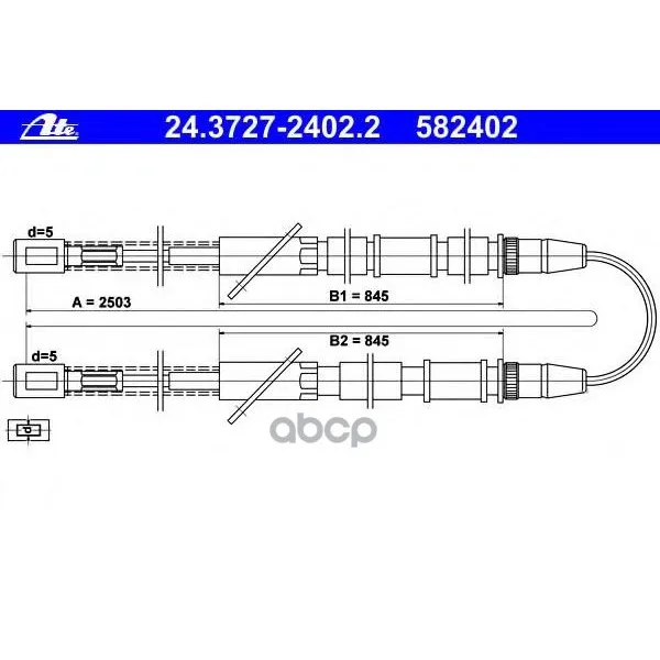 Трос Стояночного Тормоза Lada 1200-1600(2101/2102/2103/2106)(73-86) Ate арт. 24.3727-2402.2