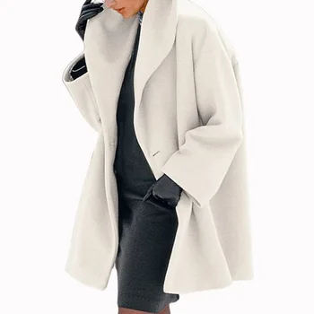 

Casual Women Long Woolen Blend Coat Solid Slim Jacket Autumn Winter Ladies Coats