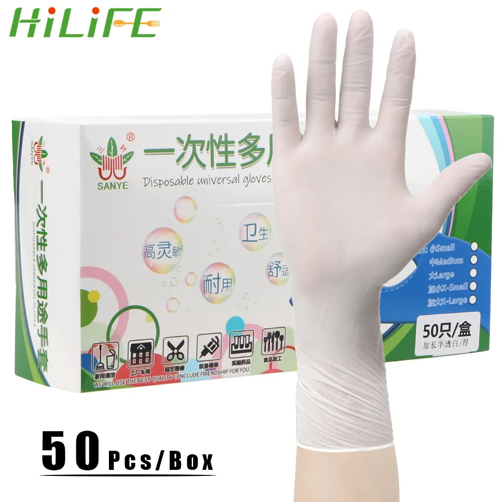 HILIFE 50 шт./кор. резиновые латексные перчатки кислотные и щелочные лабораторные для
