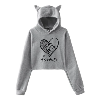 

New Stylish printed XXXtentacion fashion so trend sala Cat Crop Top Women Hoodies Sweatshirts Sexy hot Kpop Harajuku Plus Size