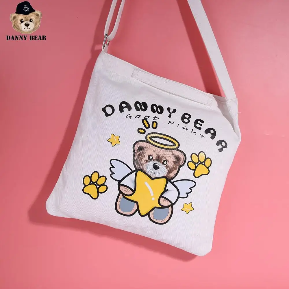 Женские сумки через плечо Danny Bear белая Холщовая Сумка Кроссбоди с животным