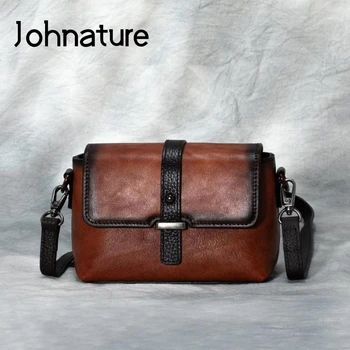 

Johnature 2020 New Genuine Leather Small Bag Retro Solid Color Ladies Mini Bags First Layer Cowhide Women Shoulder Messenger Bag