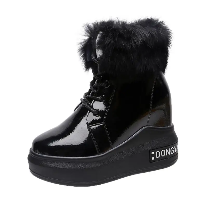 Botas mujer invierno/ г. Зимние очень теплые женские зимние ботинки на толстой подошве пикантные женские ботинки на высоком каблуке 10 см плюшевые хлопковые ботинки