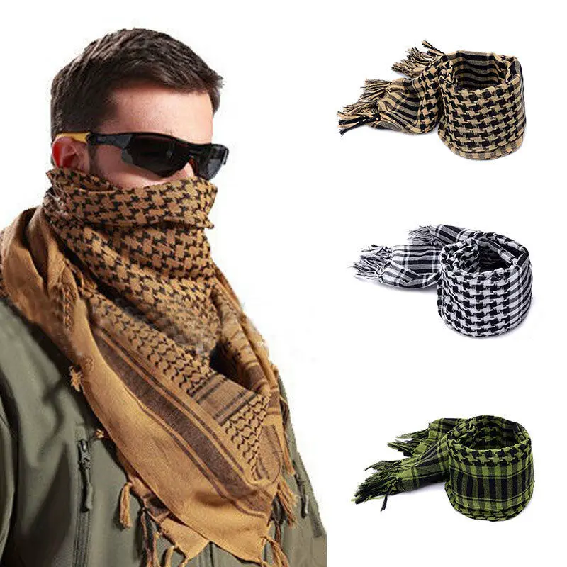 

Winter Casual Men Plaid Tassels Warm Soft Wraps Scarves Lightweight Military Arab Tactical Desert Army Shemagh KeffIyeh