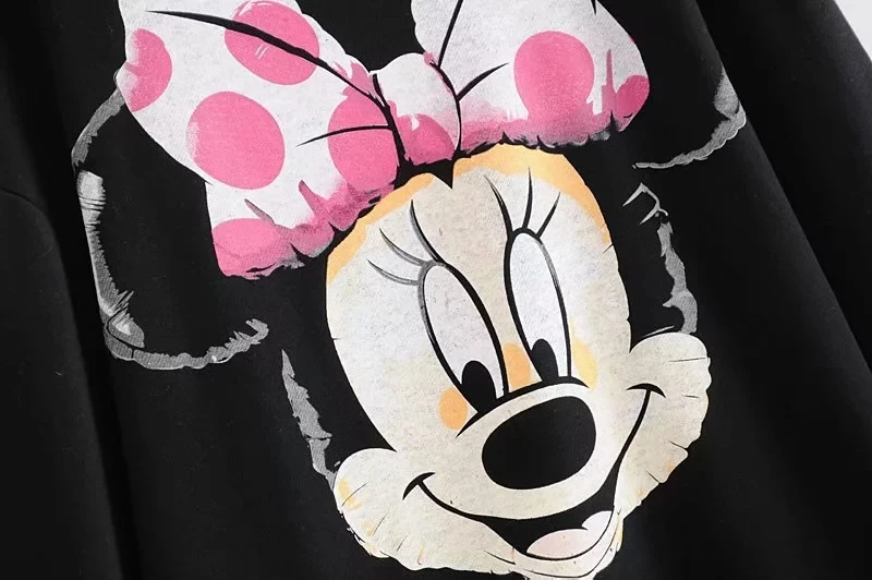 Withered winter sweatshirt hoodies women high street vintage cartoon printing o-neck cute oversize loose sweatshirt pullovers