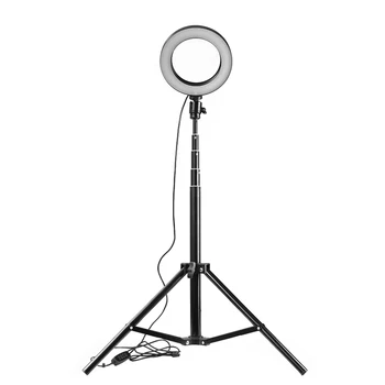 

1.5m 16cm Flexible Ring Light Dimmable LED Ring Light Selfie Light Lamp with Holder Stand (Black)