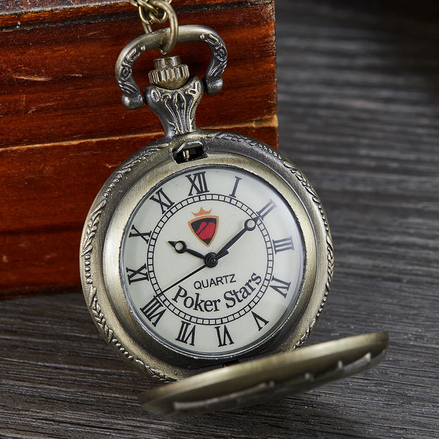 Royal Flush Pocket Watch Small Size Fob Watches with Chain (8)