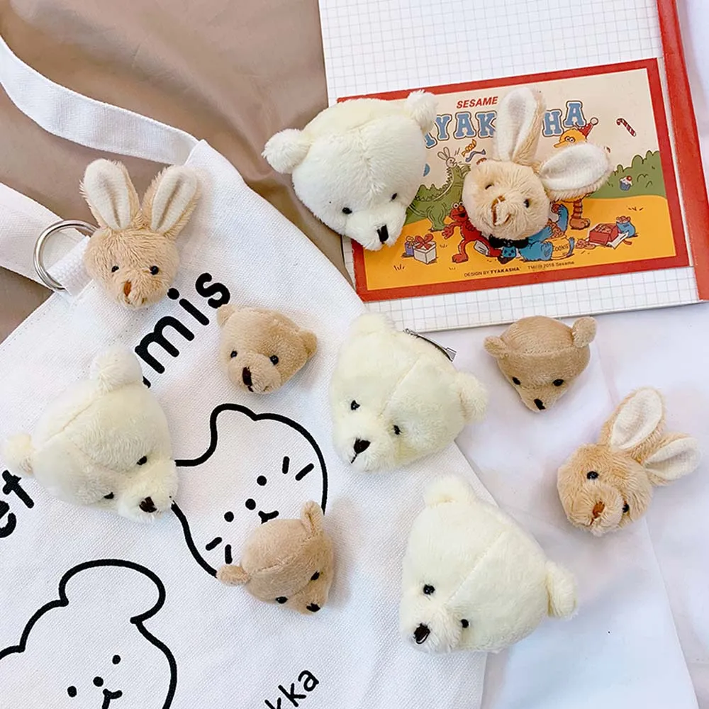 Nuevo Japón Adorable de peluche de felpa de dibujos animados Blanco marrón conejo oso animales broches de juguete para los niños niña encantadora accesorios de abrigo