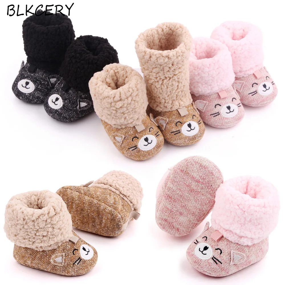 

Winter Newborn Baby Boy Shoes Toddler Boots Cartoon Warm Booties Infant Tenis for 1 Year Old Girl Booty Trainers Christmas Gift
