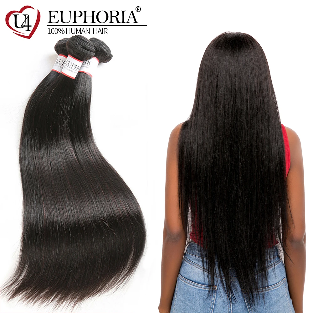 Peruvian Straight Human Hair Weave Bundles Euphoria Natural Color 100% Remy Human Bundle Hair Weaving 8-28inch For Salon 1 Piece