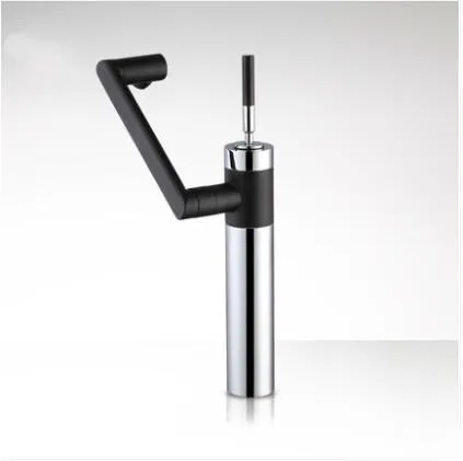 chrome black tall Vidric New wash head Basin Faucet Single Lever 1080 Rotation Spout Modern Brass Mixer Tap Bathroom Basin Water Sink Mixer Chrome - Color: chrome black tall