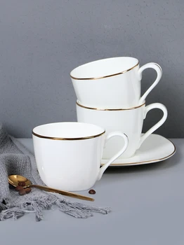 

European Ceramic Coffee Cup And Saucer Set White Miniature Cup And Saucer Tea Cups Bone China White Ceramic Coffee Cups HH50BD