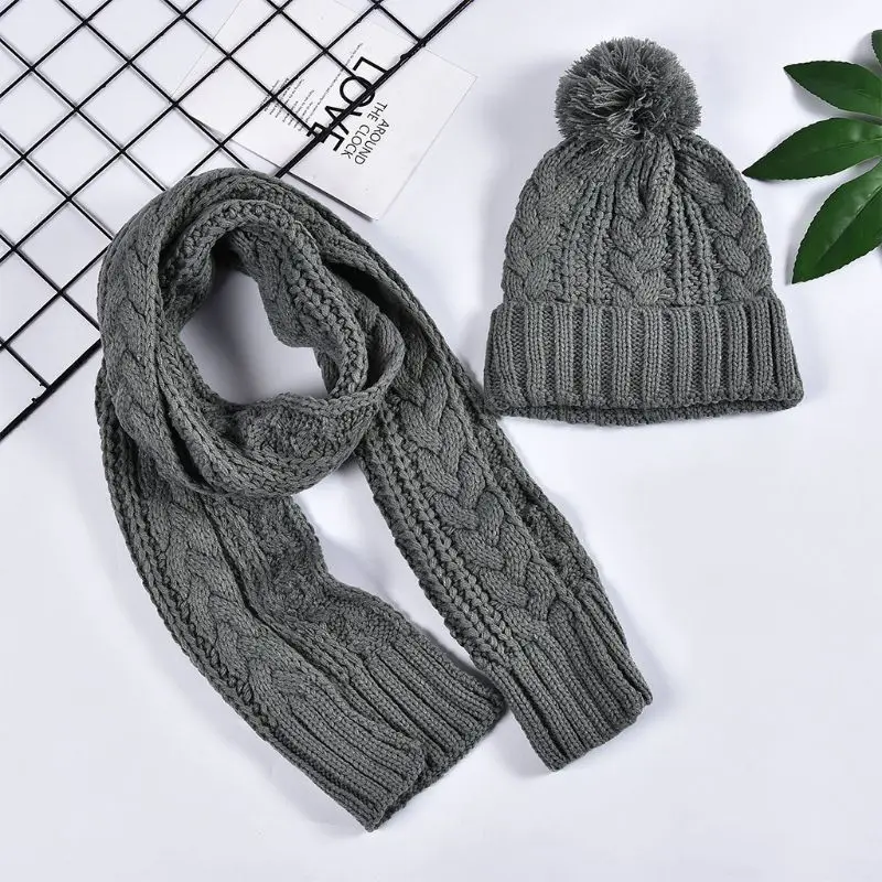 Женская зимняя объемная плетеная вязаная шапка шарф набор шапка с манжетой шапка шаль