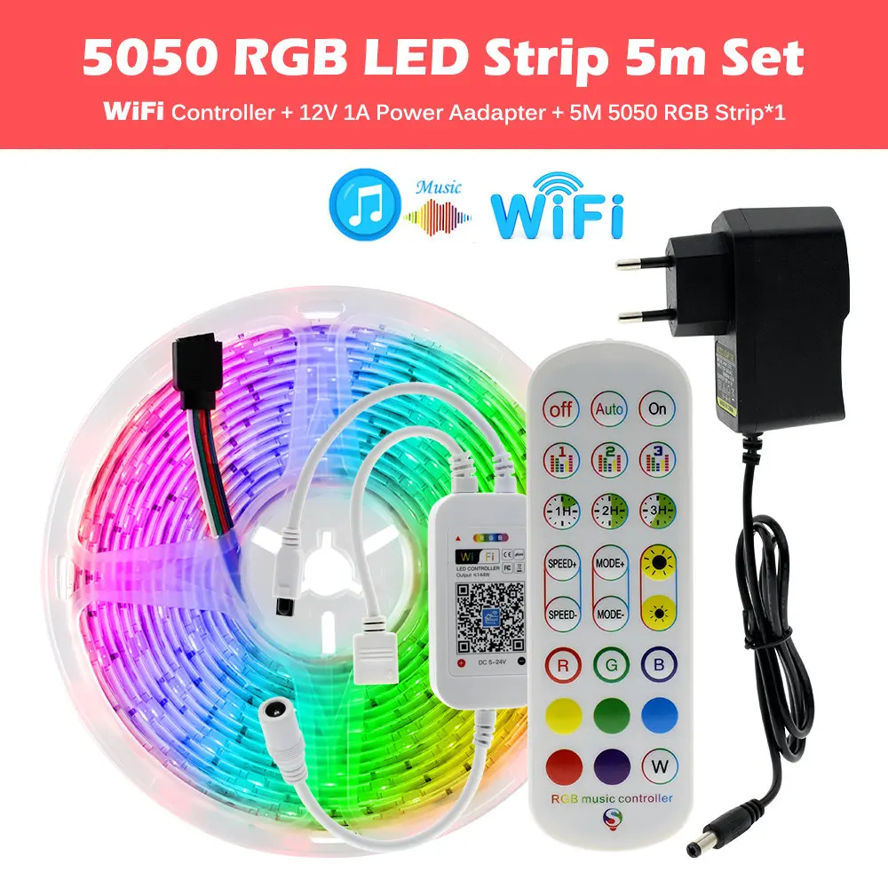 Details about   5M/10M/20M LED Strip Light 5050 2835 SMD RGB Waterproof WIFI IR Controller DC12V 