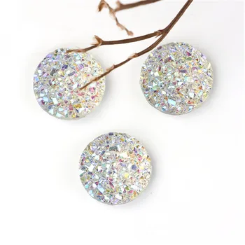 

DoreenBeads Fashion Resin Druzy/ Drusy Dome Seals Cabochon Round White AB Color Jewelry DIY Findings 12mm( 4/8") Dia, 10 PCs