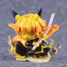 

Pokemon X Demon Slayer Pikachu Cosplay Agatsuma Zenitsu Anime Figure Kawaii Room decora Toys For Child Collection Birthday Gifts