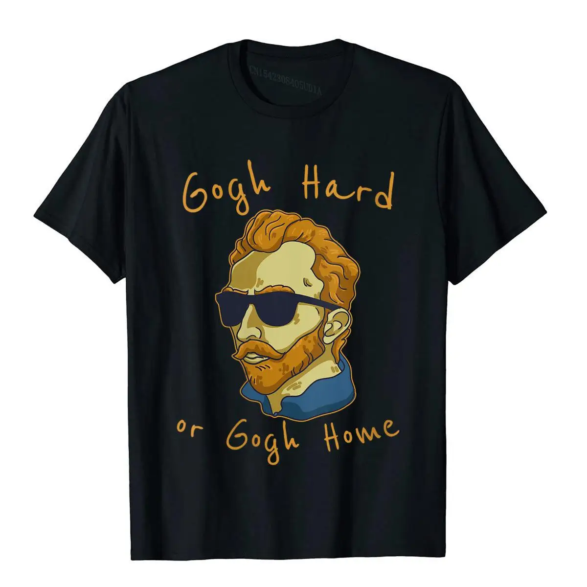 Womens Vincent Van Gogh Hard Or Go Home Artist Humor Pun V-Neck T-Shirt__B11539black