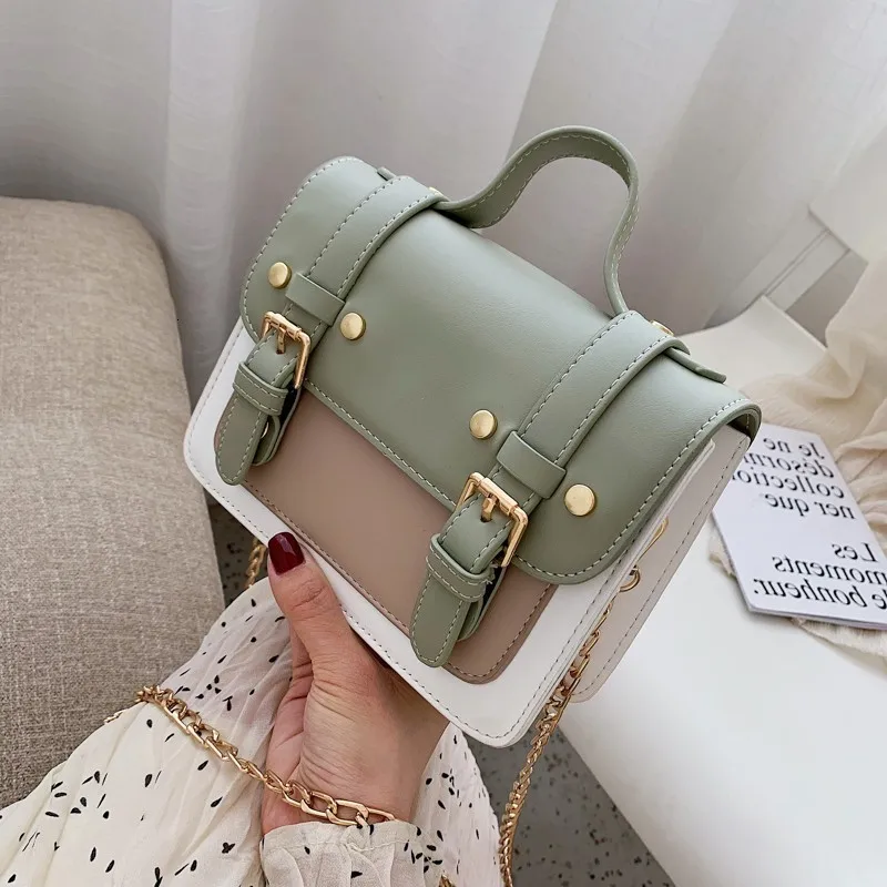 

Contrast Color Crossbody Bags For Women 2019 Designer Handbags Hing Quality PU Leather Simple Travel Shoulder Messenger Bags