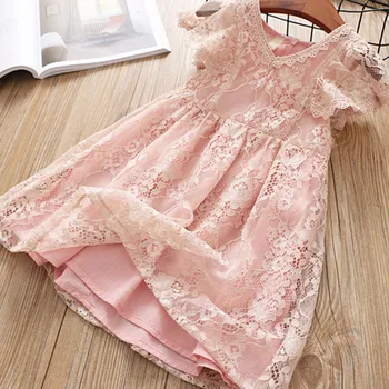 

Girls Dresses Clothes Children Kids Lace Solid V Neck Dresses Dress Fashion Toddler Kids Casual School Dress For Girls #LR1