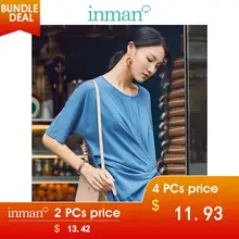 INMAN, осень, Новое поступление, хлопок, Круглый ворот, Корейская, все совпадают, Повседневная мода, средний рукав, женское платье
