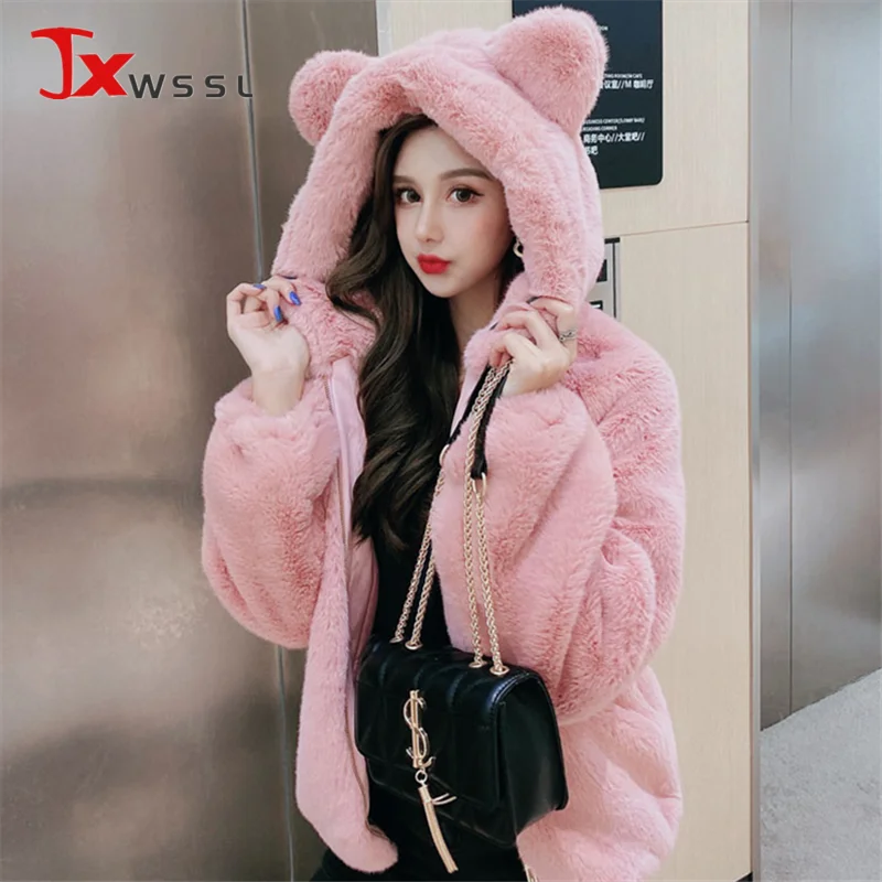 New Winter Oversized Leather Jacket - Women with Faux Rex Rabbit Fur Inside Warm Soft Thickened Fur Lined Coat Long Sleeve (TB8B)(TB8A)(TP3)(1U23)
