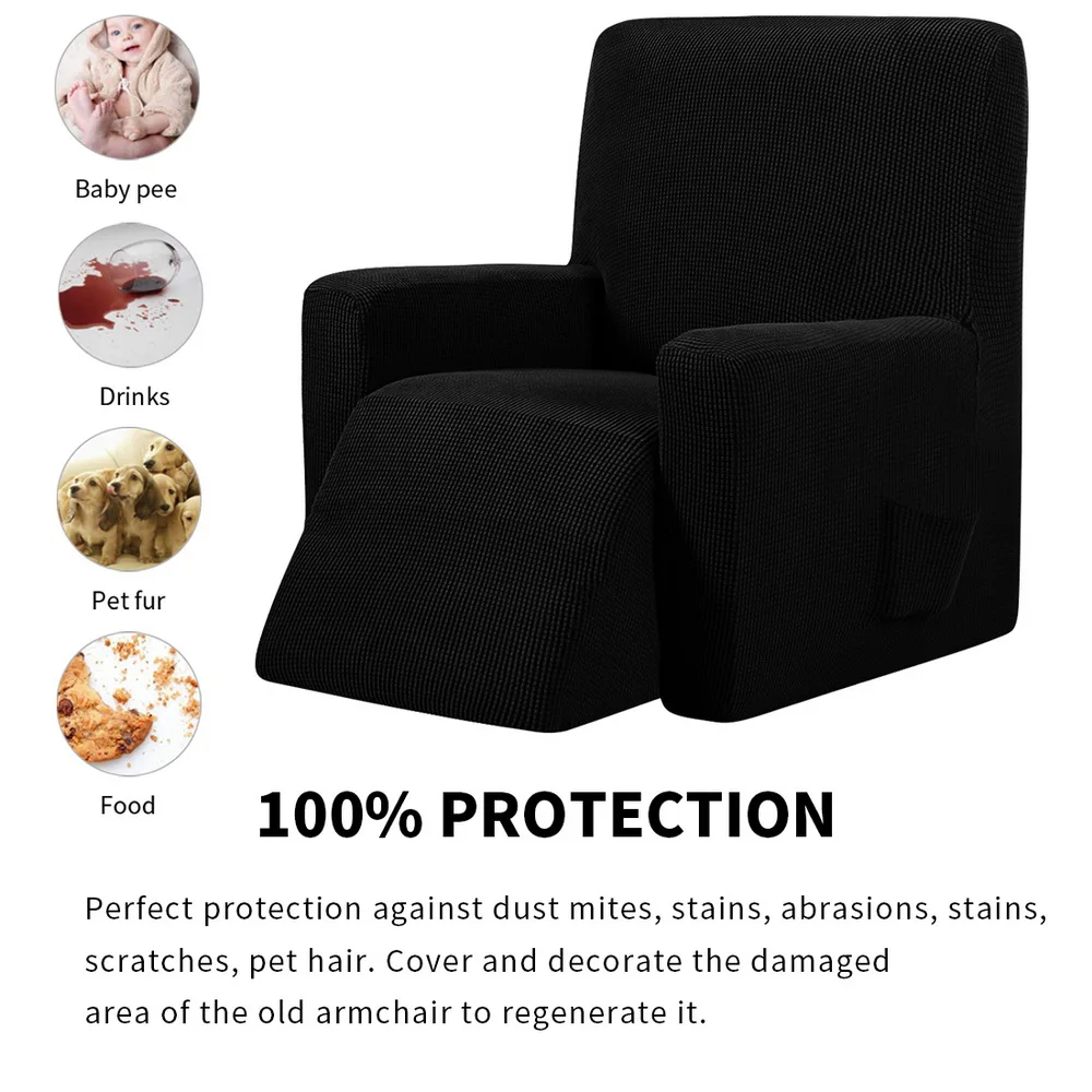 Red Wine Waterproof Elastic Recliner Chair Cover All-inclusive Massage Sofa Couch Cover For Living Room 13 Colors 2